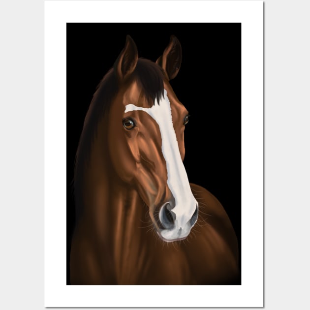 Realistic Brown/Red Horse with Blaze Wall Art by FalconArt